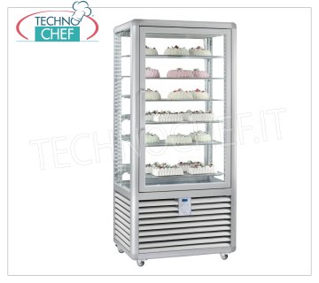 TECHNOCHEF - Vetrina de Congelación por Gelateria 1 Puerta, Temp.-15°-25°C, lt.541, Mod.CGL600S Vitrina Congelador-Congelador para heladería 1 puerta, temperatura -15°/-25°C, refrigeración estática, Línea Curva, con 4 lados expositores, 6 estantes rectangulares 734x460 mm, capacidad lt.541, V.230/1, Kw .0,7, Peso 192 Kg, dim.mm.900x620x1860h