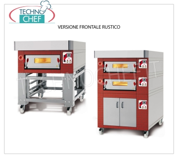 Horno eléctrico modular para pizzas, línea CL CLASSIC, sala totalmente refractaria para 6 pizzas Horno de pizza eléctrico MODULAR, para 6 pizzas diam. 300 mm, versión con FRENTE RÚSTICO, HABITACIÓN COMPLETAMENTE REFRACTARIA desde 600x900x170h, V.400 / 3, Kw.7,2, Peso 175 Kg, dimensiones externas 1000x1260x400h mm