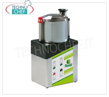 FIMAR - Technochef, Cortadora profesional de acero inoxidable lt.8, 2 velocidades, Mod.CL8V2 Cutter profesional de acero inoxidable con cubeta de 8 litros, 2 velocidades, 1400/2800 rpm, V.400/3+N, Kw.0.6-0.8, Peso 21 Kg, dim.mm.240x310x595h