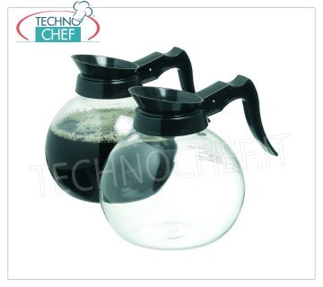 Technochef - CARAFE en vidrio para filtro de café de lt.1.7, mod. COMA15 Jarra de vidrio para filtro Caffe con mango y pico en plástico negro, capacidad lt.1,7, diámetro 150 mm, altura 175 mm.