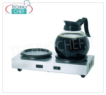 Technochef - MANTENIMIENTO CALIENTE para 2 filtros de jarras de café, mod.COMA20 Soporte caliente para 2 jarras de filtro Caffe, con 2 platos, Kw.0,16, Peso 1,7 Kg, dim.mm. 358x218x80h