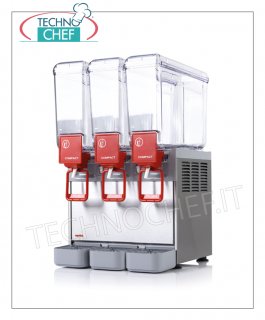 Dispensadores de bebidas refrigeradas Dispensador de bebidas refrigeradas con 3 tanques de 5 lt., V.230 / 1, dimensiones mm 370x400x550h