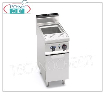 TECHNOCHEF - COCEDOR DE PASTA ELÉCTRICO sobre ARMARIO, 1 cubeta de lt.30, Mod.CPE40 COCEDOR DE PASTA ELÉCTRICO sobre MÓVIL, BERTOS, Línea MACROS 700, Serie PASTA ITALY, 1 cuba inox de 30 lt., V.400/3+N, Kw.8,00, Peso 49 Kg, dim.mm.400x700x900h