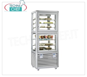 TECHNOCHEF - Vitrina Combinada para Heladería y Pastelería, temp. -15° -25°C / +4°+10°C, Mod.CPG520V/S Vitrina Combinada para Heladería/Pastelería 2 Puertas, temperatura -15°-25°C/+4°+10°C, Línea Curva, 4 lados expositores, 3 estantes de rejilla + 3 estantes de vidrio, refrigeración ventilada/estática, capacidad lt .230+260, V.230/1, Kw.0.37+0.42, dim.mm.810x620x1925h