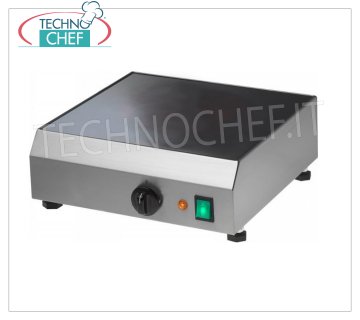 TECHNOCHEF - Crepera eléctrica profesional con placa de cerámica de vidrio, Kw.2,1, Mod.CRE42V Crepera eléctrica con placa de cerámica de vidrio lisa, ajuste de temperatura hasta 300 ° C, V.230 / 1, Kw.2.1, Peso 15 Kg, dim.mm.420x420x110h