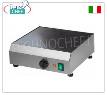 TECHNOCHEF - Crepera Eléctrica Profesional con Placa Vitrocerámica, 2,1 Kw, Mod.CRE42V Crepera eléctrica con placa vitrocerámica lisa, regulación de temperatura hasta 300°C, V.230/1, Kw.2,1, Peso 15 Kg, dim.mm.420x420x110h