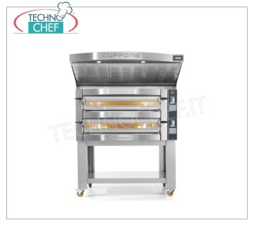 COPA DE HORNO MICHELANGELO, Eléctrico para 6 Pizzas, Ø 35 cm - SALA cm 72x108x14h HORNO Eléctrico para Pizza, para 6 Pizzas, modular modular con cámara mm 720x1080x140h, Versión con CONTROLES DIGITALES, Línea MICHELANGELO, V.380/3 + N, Kw 8.4, Peso 202 kg, dim. mm. 1190x1460x440h