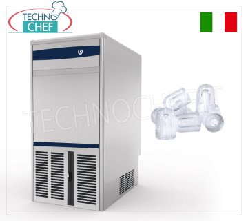 FABRICADORA DE HIELO EN CUBOS HUECOS, producción 25 Kg/24 h, almacenamiento 7 Kg