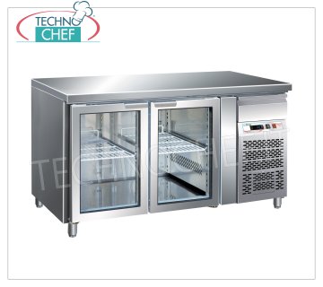 Forcar - Mesa Frigorífica 2 Puertas Cristal, 282 lt, Temp.-2°/+8°C, Ventilada, mod.G-GN2100TNG