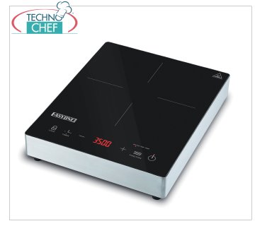 TECHNOCHEF - Placa de Inducción de Mesa, Superficie Inductiva Ø 120÷260 mm, Mod.E350C PLACA DE INDUCCIÓN de sobremesa con tapa vitrocerámica, SUPERFICIE INDUCTIVA diámetro de 120 a 260 mm, 17 niveles de potencia, control táctil, V.230/1, Kw.3,5, Peso 7 Kg, dim.mm.340x420x85h