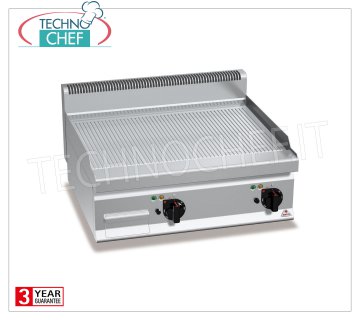 PLANCHA ELÉCTRICA de PLACA RANURADA en MULTIPAN, módulo TOP, modelo E7FR8BP-2 PLANCHA ELÉCTRICA de PLACA RANURADA, BERTOS, Línea MACROS 700, Serie POWERED MULTIPAN, módulo DOBLE SUPERIOR con ZONA DE COCCIÓN de 795x500 mm, MANDOS INDEPENDIENTES, V.400/3+N, Kw.9,6, Peso 71 Kg, dim. mm. 800x700x290h