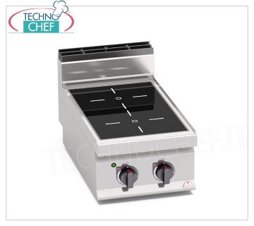 TECHNOCHEF - COCINA ELÉCTRICA 2 ZONAS INFRARROJOS TOP, Kw.6,4, Mod.E7P2B/VTR COCINA ELÉCTRICA 2 ZONAS INFRARROJOS ENCIMERA, BERTOS, Línea MACROS 700, Serie INFRARROJOS, con 2 zonas CUADRADAS de 230x230 mm, MANDOS INDEPENDIENTES, V.400/3+N, Kw.6,4, Peso 22 Kg, dim.mm 400x700x290h