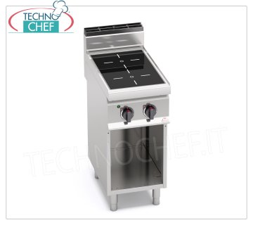 TECHNOCHEF - COCINA ELÉCTRICA 2 ZONAS con INFRARROJOS sobre MUEBLE ABIERTO, Kw.6,4, Mod.E7P2M/VTR COCINA ELÉCTRICA 2 ZONAS INFRARROJOS sobre ARMARIO ABIERTO, BERTOS, Línea MACROS 700, Serie INFRARROJOS, con 2 zonas CUADRADAS de 230x230 mm, MANDOS INDEPENDIENTES, V.400/3+N, Kw.6,4, Peso 42 Kg, dim .mm .400x700x900h