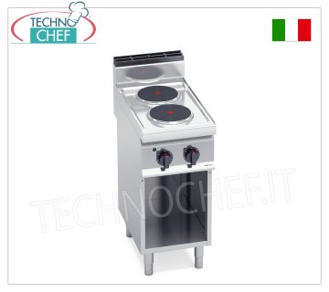 TECHNOCHEF - COCINA ELÉCTRICA 2 PLACAS sobre MUEBLE ABIERTO, 5,2 Kw, Mod.E7P2M ESTUFA ELÉCTRICA 2 PLACAS sobre MUEBLE ABIERTO, BERTOS, Línea MACROS 700, Serie HIGH POWER, con 2 Placas REDONDAS Ø 220 mm, MANDOS INDEPENDIENTES, 6 niveles de potencia, V.400/3+N, Kw.5,2, Peso 37 Kg, dim .mm.400x700x900h