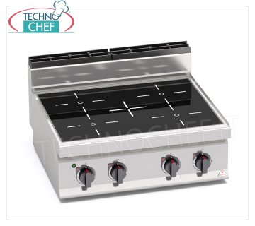 TECHNOCHEF - COCINA ELÉCTRICA 4 ZONAS TOP INFRARROJOS, Kw.12,8, Mod.E7P4B/VTR COCINA ELÉCTRICA 4 ZONAS TOP INFRARROJOS, BERTOS, Línea MACROS 700, Serie INFRARROJOS, con 4 zonas CUADRADO de 230x230 mm, MANDOS INDEPENDIENTES, V.400/3+N, Kw.12,8, Peso 42 Kg, dim.mm. 800x700x290h