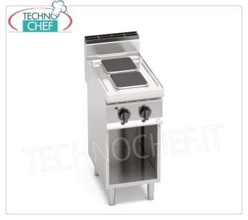TECHNOCHEF - COCINA ELÉCTRICA 2 PLACAS sobre MUEBLE ABIERTO, Kw.5,2, Mod.E7PQ2M COCINA ELÉCTRICA 2 PLACAS sobre ARMARIO ABIERTO, BERTOS, Línea MACROS 700, Serie ALTA POTENCIA, con 2 placas CUADRADAS de 220x220 mm, MANDOS INDEPENDIENTES, 6 niveles de potencia, V.400/3+N, Kw.5,2, Peso 41 Kg , dim.mm.400x700x900h