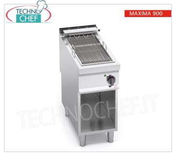 PARRILLA ELÉCTRICA, módulo sobre MÓVIL, Mod. E9CG40M GRILL ELÉCTRICO, línea BERTO'S MAXIMA 900, módulo sobre mueble con ÁREA DE COCCIÓN de 265x620 mm, potencia eléctrica 5,4 kW, peso 42 Kg, dim.mm.400x900x900h