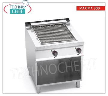 PARRILLA ELÉCTRICA, módulo sobre MÓVIL, Mod. E9CG80M GRILL ELÉCTRICO, línea BERTO'S MAXIMA 900, módulo sobre mueble con ÁREA DE COCCIÓN de 543x620 mm, potencia eléctrica 10,8 kW, peso 70 Kg, dim.mm.800x900x900h