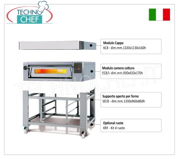 Horno eléctrico de pizza para 6 pizzas, 300 mm de espesor, cámara de 930 x 630 mm