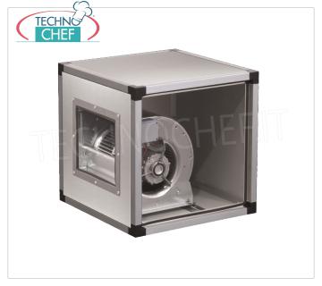 Aspiradores centrífugos en caja, paneles de acero inoxidable, con caudal máximo de 1.000 a 10.000 mᵌ/h ASPIRADOR EN CAJA con VENTILADOR CENTRÍFUGO con MOTOR ACOPLADO DIRECTAMENTE a la HÉLICE, paneles INOX, caudal máx 1.000 m/cúbico/hora, 900 rpm, 1 velocidad, db 41, V.230/1, Kw. 0,20, Peso 24 Kg, dim.mm.500x500x500h