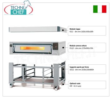 Horno eléctrico de pizza para 12 pizzas, espesor 300 mm, cámara de 1230 x 930 mm