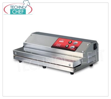 Technochef - Envasadora semiautomática al vacío con aspiración exterior, barra soldadora de 350 mm, modelo EUROMINI Máquina de vacío con aspiración externa, barra de soldadura de 350 mm, panel de control semiautomático, V.230/1, Kw.0,38, Peso 8 Kg, dim.mm.370x275x130h