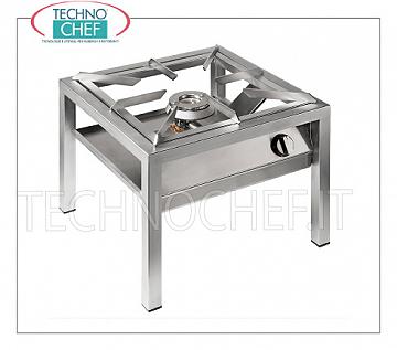 Technochef - Estufa de gas de suelo profesional, 1 fuego de 14 kW, mod.SP6050L Estufa de gas profesional de suelo en acero inoxidable, con 1 quemador de 14 kW, peso 21 Kg, dim.mm.600x600x500h