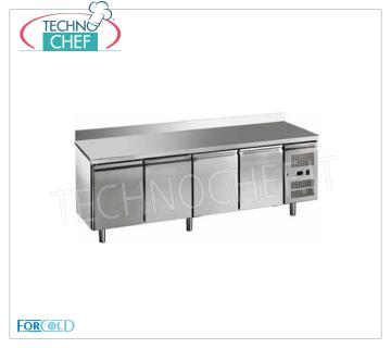 Forcold - Mesa frigorífico 4 puertas con soporte, Temp. -2 ° / + 8 ° C, lt.553, Mod.G-GN4200TN-FC Mesa Refrigerada 4 Puertas con Bisagra, Profesional, capacidad 553 lt, temperatura -2 ° / + 8 ° C, refrigeración ventilada, Gastronorm 1/1, ECOLÓGICO en Clase C, Gas R290, V.230 / 1, Kw.0,398, Peso 132 Kg, dim.mm.2230x700x950h