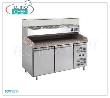 Mostrador refrigerado para pizza, 2 puertas, expositor de ingredientes, dim.mm.1510x800x1400h