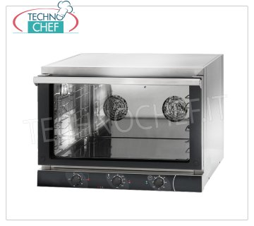 TECNODOM-Horno Eléctrico de Convección con GRILL, 3 Bandejas Pasteleras 60x40 cm, Puerta FLAP, mod. NERONE EKO 600 - PARRILLA HORNO ELÉCTRICO DE CONVECCIÓN VENTILADO con GRILL, para PASTELERÍA, capacidad 3 BANDEJAS de 600x400 mm (excluidas), MANDOS MANUALES, versión con PUERTA ABATIBLE, V.230/1, Kw.3,15+1,7, Peso 35 Kg, dim . mm.775x700x560h