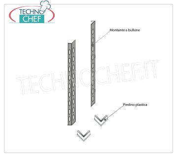 TECHNOCHEF - Respaldo lateral para estantes con pernos de acero inoxidable 304, Mod.96200x2+96900x2