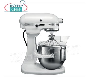 KITCHENAID - Batidora Planetaria Semiprofesional, Bol 4,8 litros - Robot de cocina HEAVY DUTY, Blanco, Mod.K5 Batidora planetaria KITCHENAID, línea semiprofesional HEAVY DUTY, color BLANCO, con vaso extraíble de 4,83 litros, V 230/1, kW 0,315, peso 12,5 Kg, dim. mm 390x290x420h