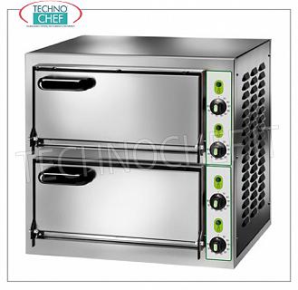 FIMAR - Horno de pizza eléctrico para 2 PIZZAS grandes, 2 cámaras independientes de 40,5x40,5 cm, mandos mecánicos, mod. MICRO2C Horno pizzero eléctrico MONOBLOQUE para 2 pizzas grandes, 2 CUARTOS independientes de 405x405x110h mm, disponible monofásico o trifásico, kW 4,4, dim. exterior mm 555x460x530h