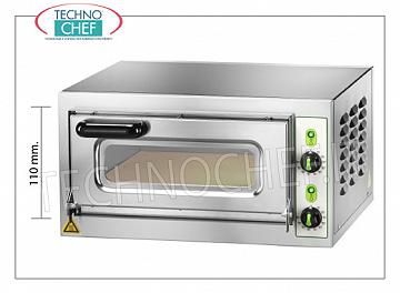 FIMAR - Horno de pizza eléctrico para 1 pizza, cámara 40,5x40,5 cm altura 11 cm, mandos mecánicos, mod. MICROV1C HORNO ELÉCTRICO PARA 1 pizza, con 1 CÁMARA de mm.405x405x110h, versión con PUERTA DE CRISTAL, vitrocerámica, 2 TERMOSTATOS REGULABLES para TOP y TOP, temperatura de +50° a +500 °C, V.230/ 1, Kw .2,2, Peso 27 Kg, dim.mm.555x460x290h