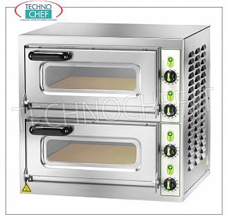 FIMAR - Horno de pizza eléctrico para 2 PIZZAS grandes, 2 cámaras independientes de 40,5x40,5 cm, mandos mecánicos, mod. MICROV2C HORNO ELÉCTRICO DE PIZZA para 2 Pizzas Grandes, 2 AMBIENTES INDEPENDIENTES de mm.405x405x110h, vitrocerámica refractaria, 4 TERMOSTATOS REGULABLES INFERIOR y SUPERIOR, V.230/1-400/3+N, Kw.4,4, Peso 54 Kg, externo dimensiones mm.555x460x530h
