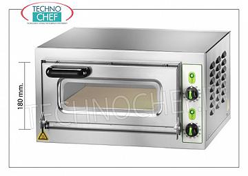 FIMAR - Horno de pizza eléctrico para 1 pizza, cámara de 40,5x40,5 cm, altura 18 cm, mandos mecánicos, mod. MICROVC18 HORNO ELÉCTRICO PARA PIZZA de 1 CÁMARA mm.405x405x180h, versión con PUERTA DE CRISTAL, vitrocerámica refractaria, 2 TERMOSTATOS REGULABLES INFERIOR y SUPERIOR, temperatura de +50° a +500 °C, V.230/1, Kw.2 ,2, Peso Kg.29, dim.exterior mm.550x460x360h