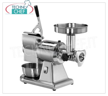 FIMAR - Technochef, Picadora-Rallador de Carne ''Tipo 12'', Profesional, Mod. 12/T Picadora/Ralladora Combinada Tipo 12, en aluminio pulido, grupo picador de carne en hierro fundido desmontable, PRODUCCIÓN HORARIA: PICADORA DE CARNE 160 kg/h, RALLADOR 40 kg/h, V 380/3, Kw 0,75, dim. mm.590x290x510h