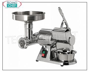 Fimar - Picadora-ralladora de carne ''Tipo 8'', Semiprofesional, Mod. 8/D PICADORA DE CARNE / RALLADOR 'Tipo 8', en Aluminio Pulido, Rendimiento horario: PICADORA DE CARNE 50 Kg/h, RALLADOR 20 Kg/h, V. 230/1, Kw 0,37, dimensiones 430x270x360h mm