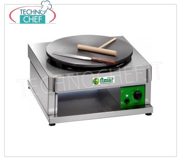 Technochef - Crepera de gas profesional, 1 placa de hierro fundido Ø 400 mm, Mod. CR400G1 CREPPER DE TABLETAS DE GAS con HUECO DE HIERRO FUNDIDO y SUPERFICIE MULTI-RAYAS ANTIDESLIZANTE, DIÁMETRO 400 MM, control termostático de la temperatura de cocción, potencia térmica Kw. 3,6, Peso 23 Kg, dimensiones externas mm.430x480x270h