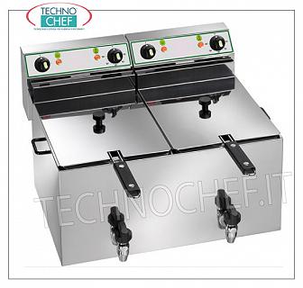 FIMAR - Technochef, freidora eléctrica, 2 frascos de 8 + 8 lt, modelo FR88R FREIDORA ELÉCTRICA, 2 tanques independientes de 8 + 8 litros equipados con grifo de drenaje, V 203/1, Kw 3.00 + 3.00, dimensiones mm. 565x490x365h.