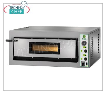 FIMAR - Horno pizzero eléctrico, para 4 pizzas grandes, 1 cámara 72x72 cm, mandos mecánicos, mod. FML4 HORNO ELÉCTRICO PARA PIZZA de 1 CÁMARA mm.720x720x140h, con PUERTA DE CRISTAL, vitrocerámica refractaria, 2 TERMOSTATOS REGULABLES INFERIOR y SUPERIOR, temp.de +50° a +500 °C, V.230/1, Kw.6 , Peso 86 Kg , medidas exteriores mm.1010x850x420h