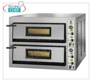 FIMAR - Horno pizzero eléctrico para 4+4 pizzas grandes, 2 cámaras independientes de 72x72 cm, mandos mecánicos, mod. FML4+4 HORNO ELÉCTRICO PARA PIZZA para 4+4 pizzas grandes, 2 cámaras independientes de mm.720x720x140h, encimera refractaria, 4 TERMOSTATOS REGULABLES para TOP y TOP, temperatura de +50° a +500 °C, V.230/1, Kw. 6, Peso 86 Kg, dimensiones exteriores mm.1010x850x420h