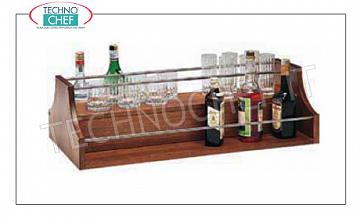 madera de carros de servicio Display para licores con estructura de madera de color nogal y barandilla en acero inoxidable, dim.mm.680x460x370h