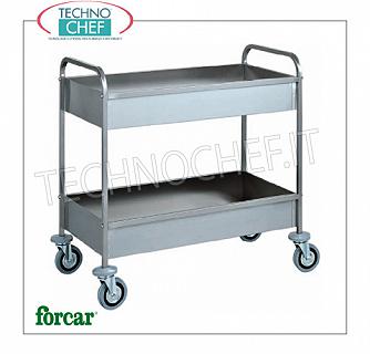 Carretillas-chatarra de acero inoxidable Eliminación de carro en acero inoxidable, FORCAR marca, con 2 tanques insonorizadas, h 150 mm, max 80 Kg, dim.mm.1010x570x970h