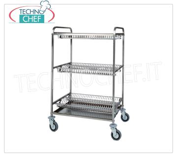 CARRO DE CAJONES con 3 PLANOS con PARRILLAS DE ACERO INOXIDABLE