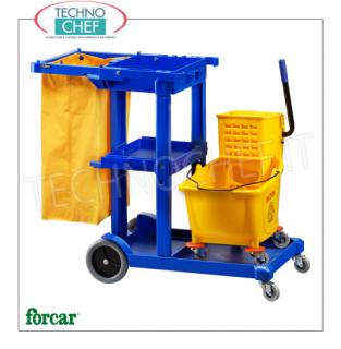 Forcar - Carro de limpieza, cucharón con escurridor, porta bolsas, accesorio portaherramientas, mod. CA1606E