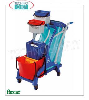 Forcar - Carro de limpieza, 1 cubo, 28 litros, escurridor, soporte para bolsas, mod. CA1613