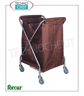 Carros de lavandería Carro plegable de lino, marca FORCAR, con bolsa de lona y ruedas giratorias, dim.mm.620x640x1000h