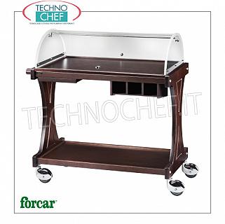 Carruajes de dulces y de madera de queso El hacer compras para pasteles, queso y aperitivos madera color wengé', FORCAR Marca, con abierto en dos lados de la bóveda de medio punto, opcionales disponibles: estantes platillo, cajones cubiertos, etc .., dim.mm.860x550x1100h