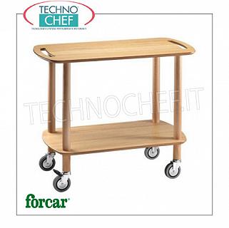 carros GUERIDON Gueridon carrito de madera maciza con asas laterales, FORCAR marca, de 2 plantas en contrachapado de abedul a los naturales, 4 ruedas diam.95 mm, dim.mm.900x450x770h